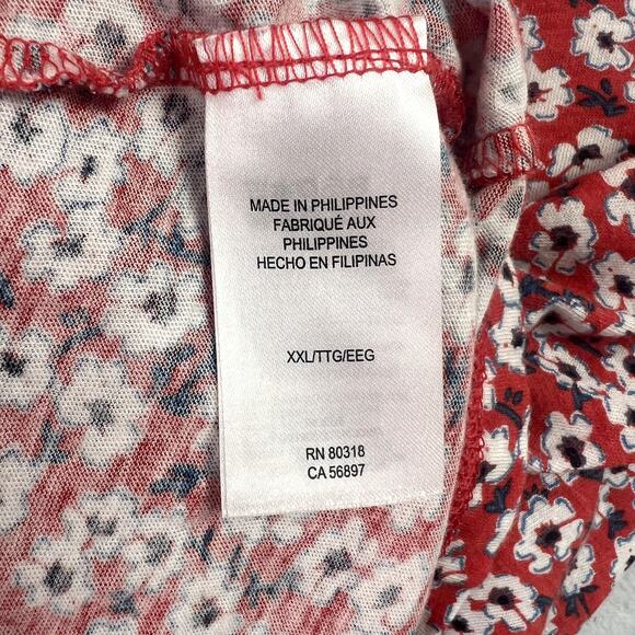 Lucky Brand Tee T Shirt Womens XXL Red Floral Short Sleeve Plus Casual - Picture 6 of 7